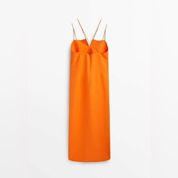Massimo Dutti Bright Orange Strappy Linen Dress, NWT - Picture 7 of 15